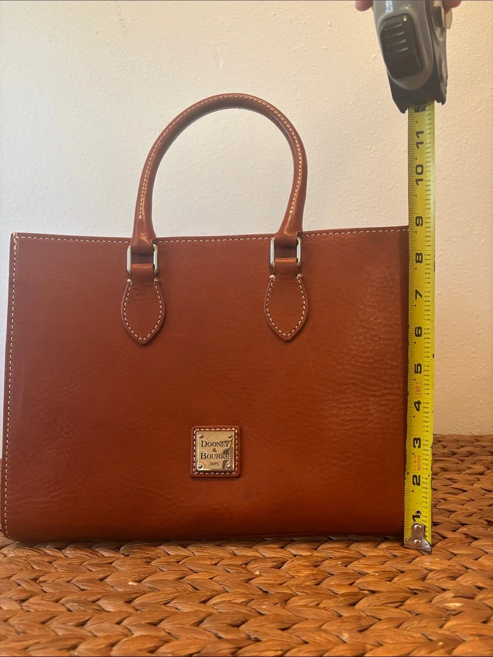 Dooney & Bourke Cognac Brown Leather Satchel with Removable Strap